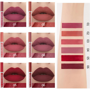 6 peças Lápiz Labial Líquido mate Larga Duracion Lip Stick Maquillaje Para Mujer