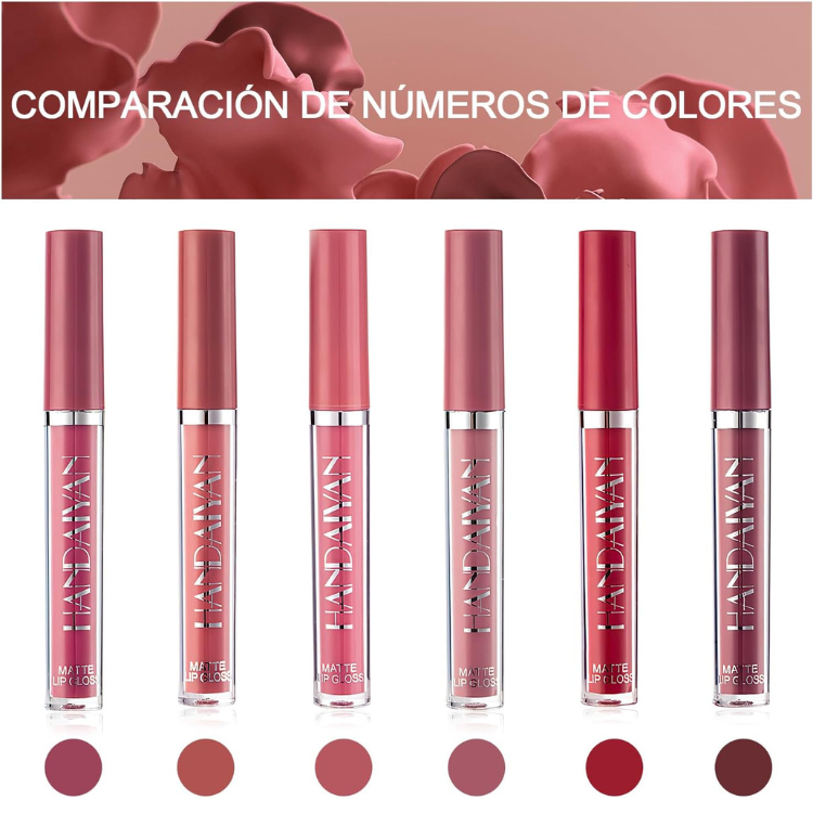 6 peças Lápiz Labial Líquido mate Larga Duracion Lip Stick Maquillaje Para Mujer
