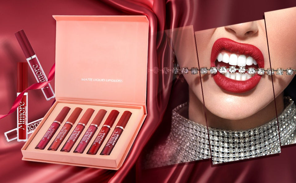 6 peças Lápiz Labial Líquido mate Larga Duracion Lip Stick Maquillaje Para Mujer